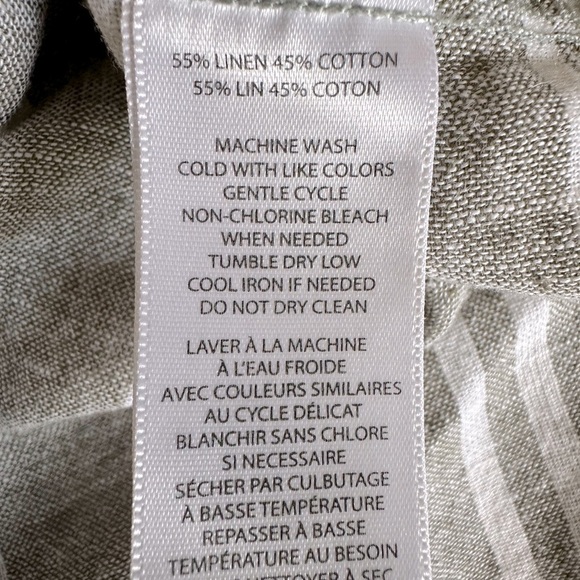 Beach Lunch Lounge linen blend boxy striped top with side tie grey white Medium - Picture 10 of 10